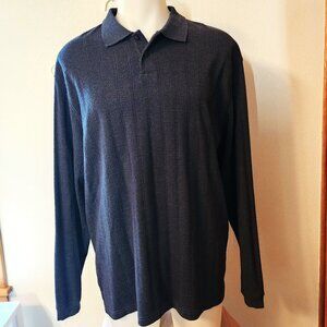 Van Heusen Men's XL  Long Sleeve Blue Gray Polo EUC Like New #588